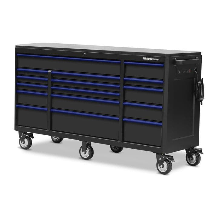 Montezuma Large 72 X 24 Inch Tool Box Rolling Tool Cabinet With Multiple Power Outlets & Drawers - Senior.com Tool Cabinets